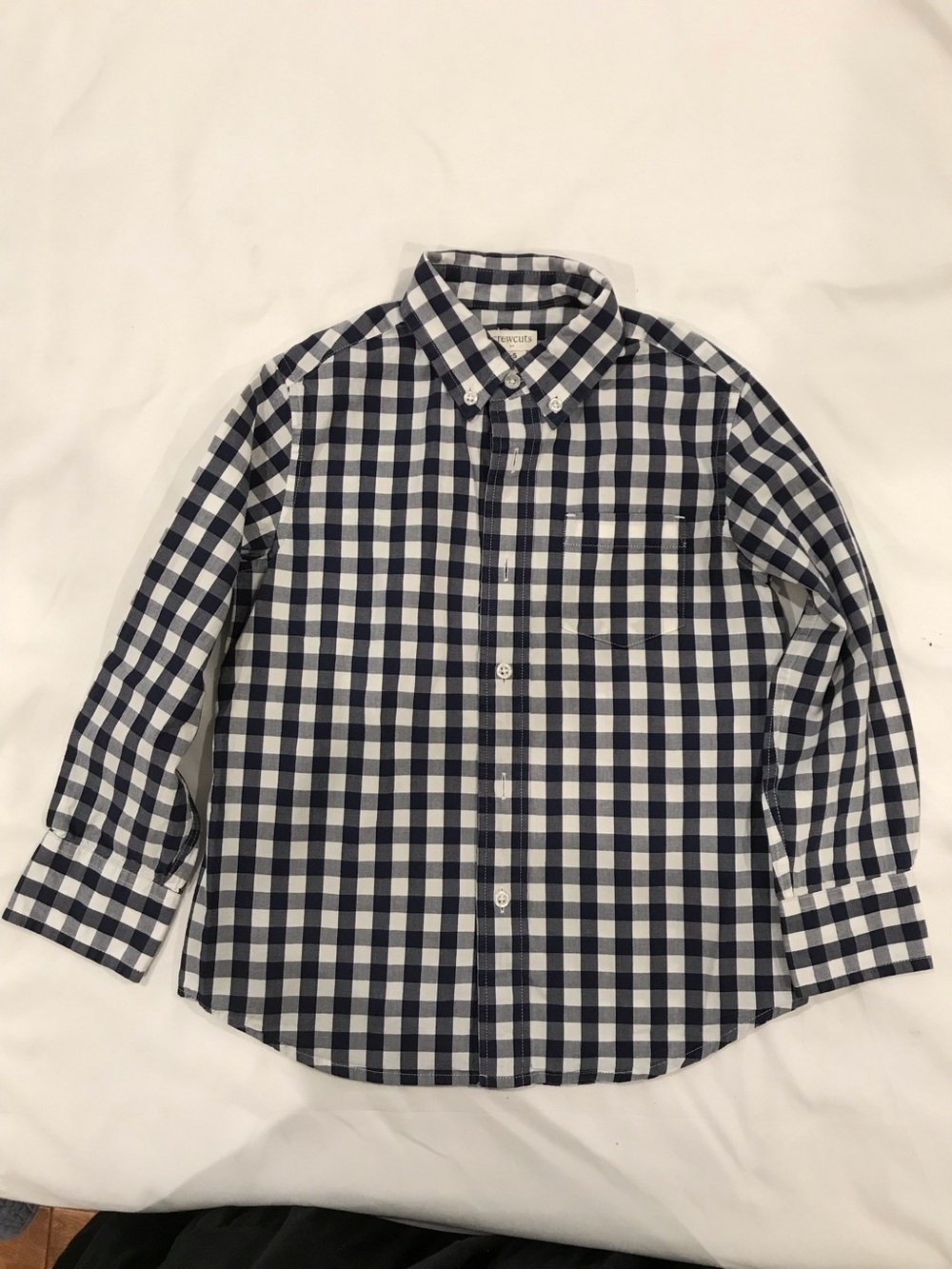 CREW CUTS Classic Navy & White Gingham Button-Down Shirt - Kids